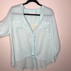 Sheer mint blouse